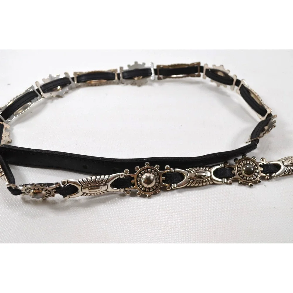 Black Western Concho Fashion Belt Braided Leather Womens Size XL 35